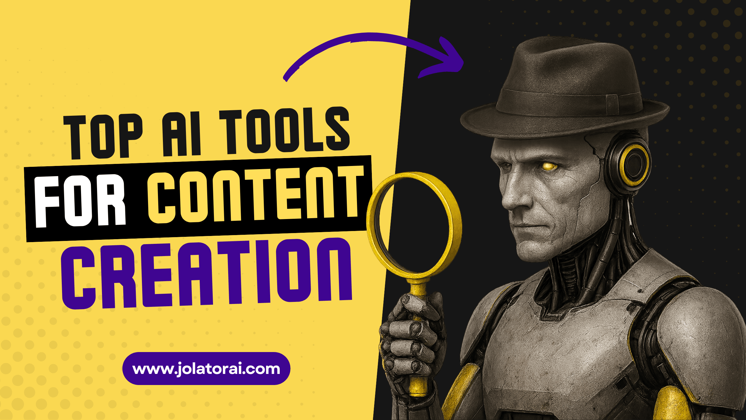 Top AI Tools for Content Creation 2025 – Blog Featured Image with Robot Illustration