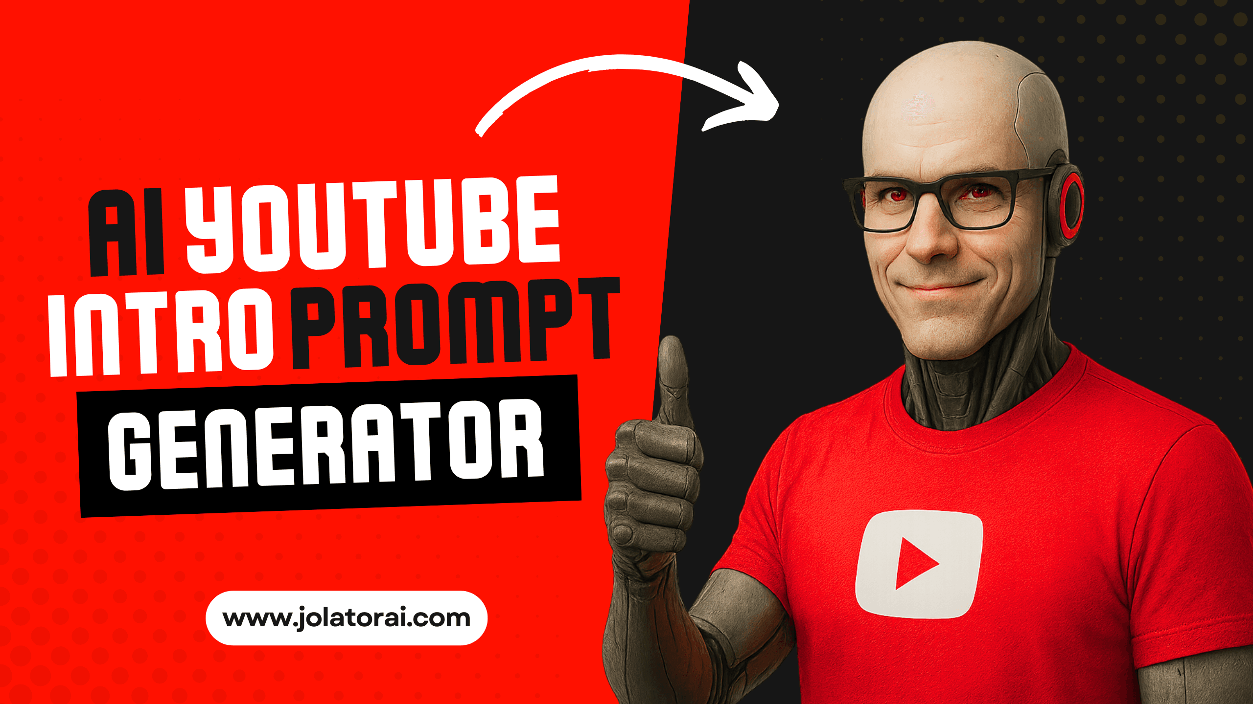 AI YouTube Intro Prompt Generator with robot giving thumbs up for engaging YouTube video intros